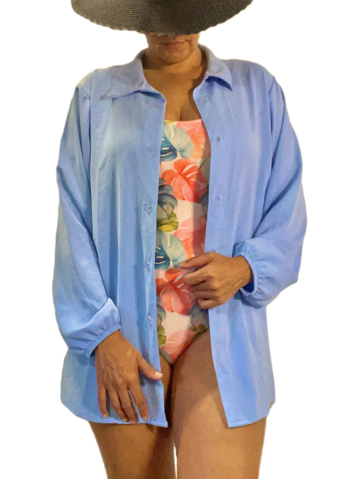 Saída de Praia Feminina Chamise Suave – Mangas Compridas | Azul Atlântico